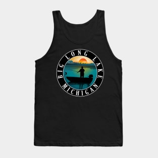 Big Long Lake Fishing Michigan Sunset Tank Top